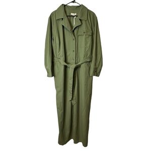 Nili Lotan Target Long Sleeve Olive Green Jumpsuit 1X Plus‎ Coveralls Ultility